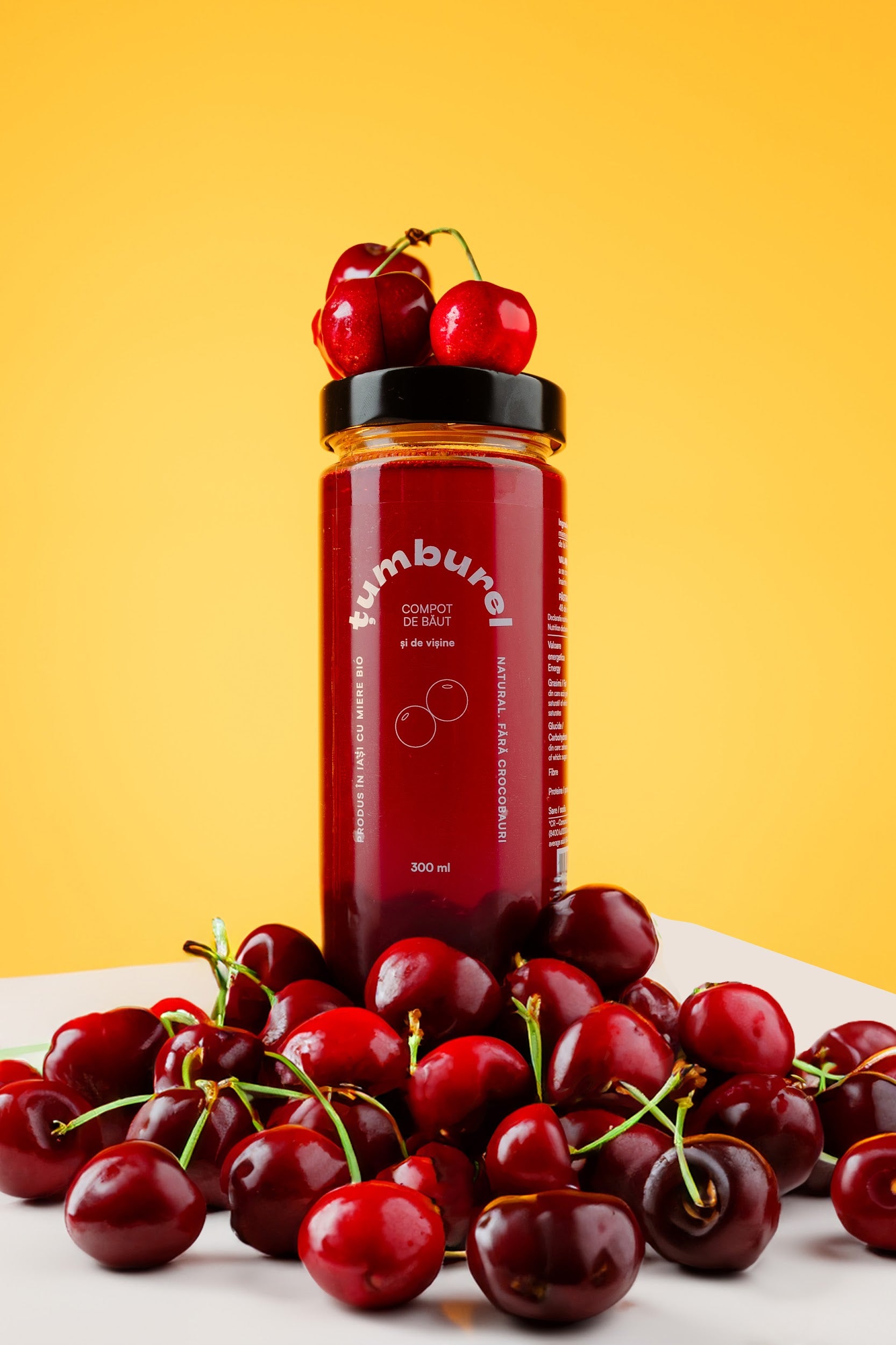 Compot de Vișine Țumburel, Băutură Răcoritoare cu Miere de Albine și Fără Zahar 300ml